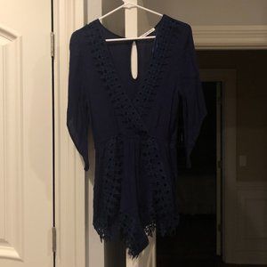 Navy Lace Romper